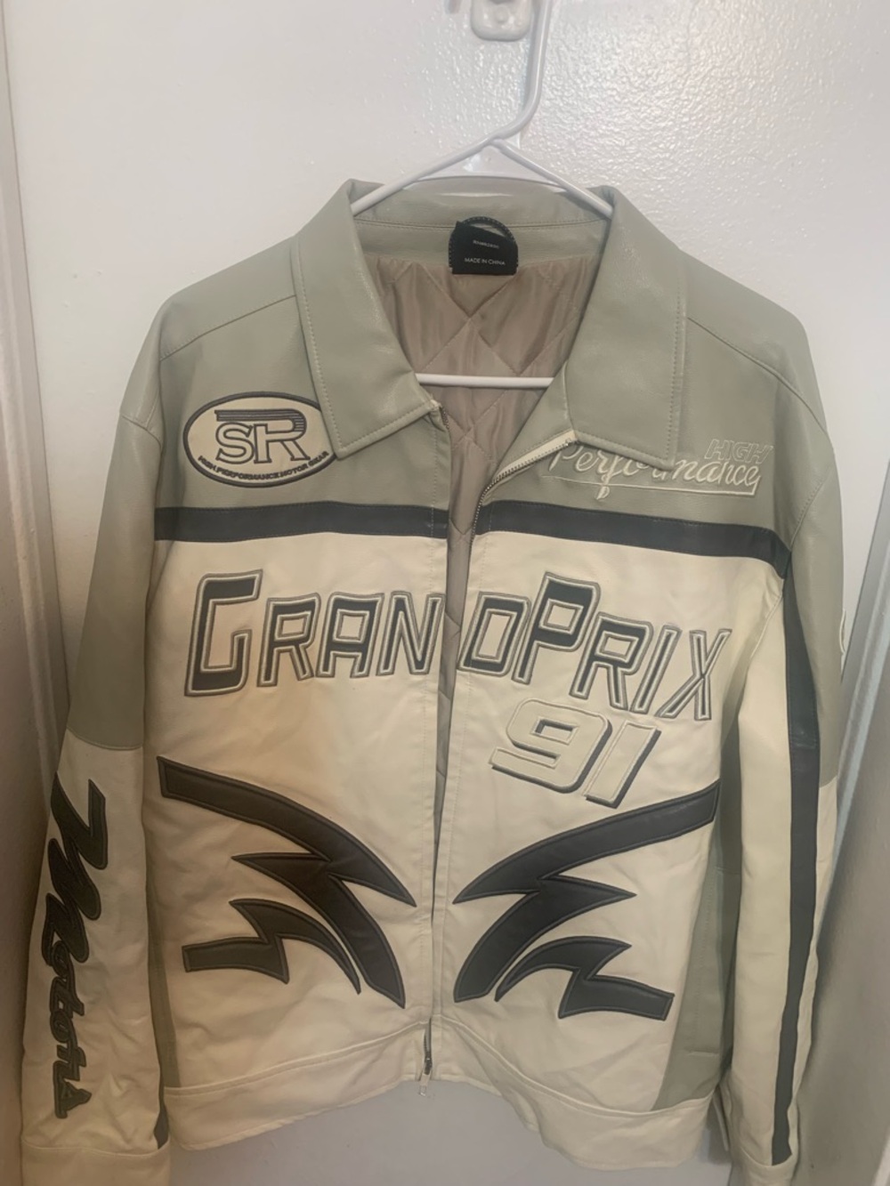 White and Gray Quilted Lined Jacket